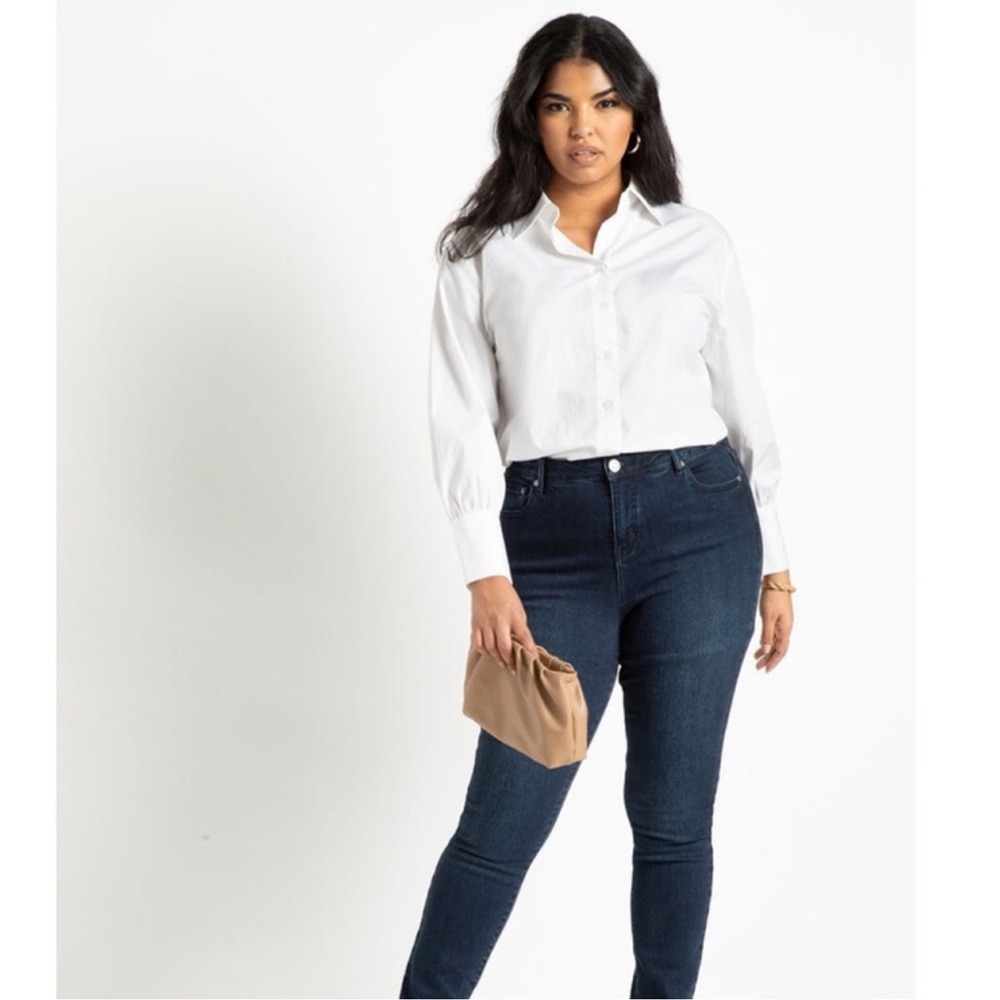 size 22 button down white shirt open back